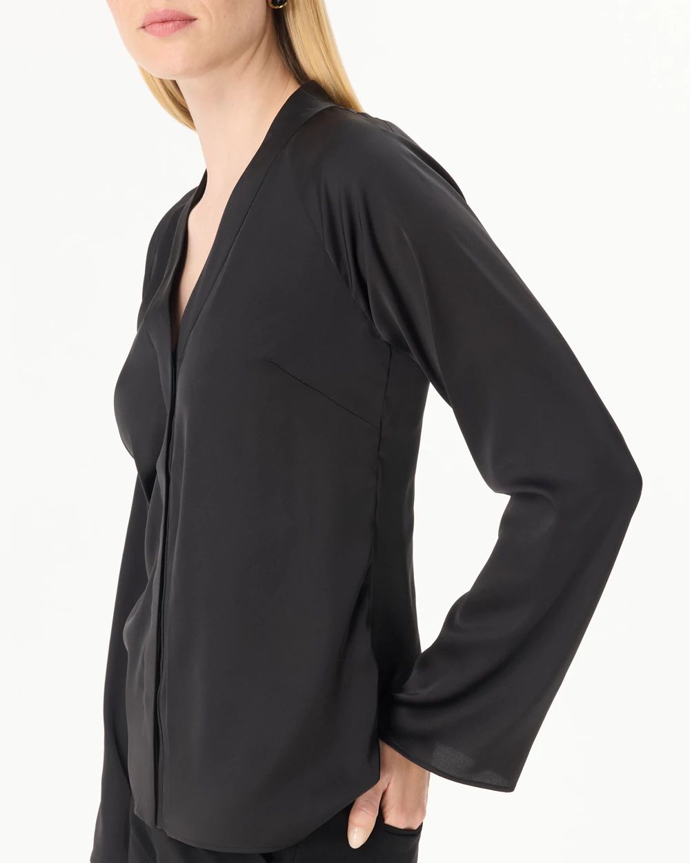 Raglan Sleeve Satin Shirt click to view larger image.