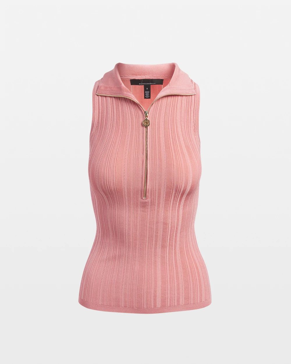 Half Zip Rib Halter Sweater Tank