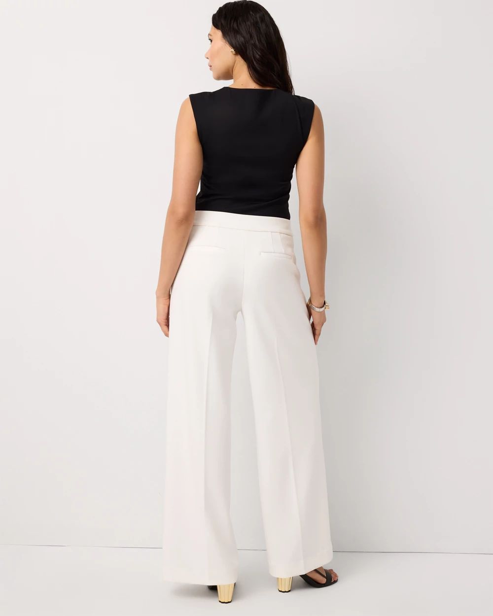 Petite Stretch Crepe Pull-On Wide Leg Pant