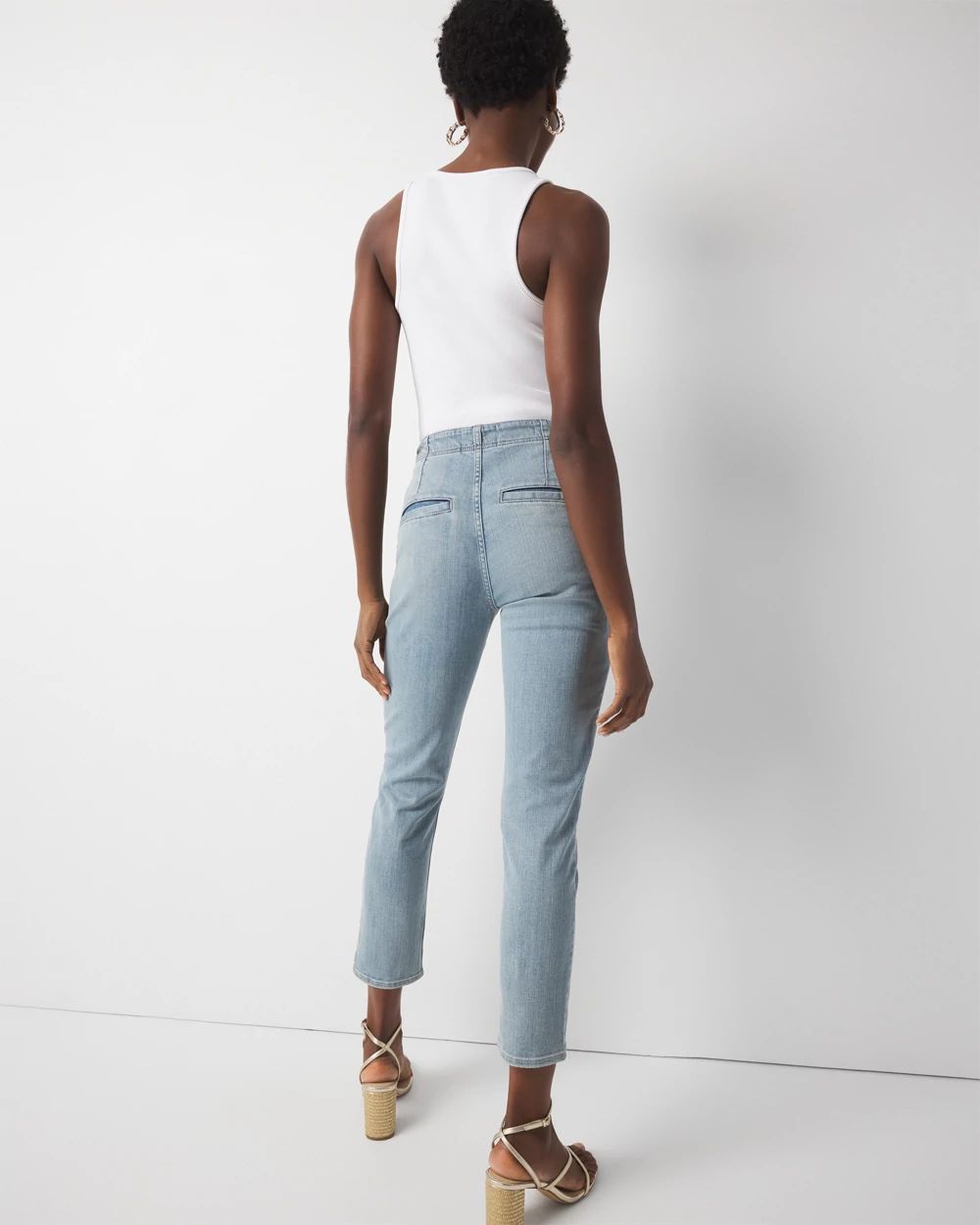 High-Rise Novelty Waist Slim Cropped Jean
