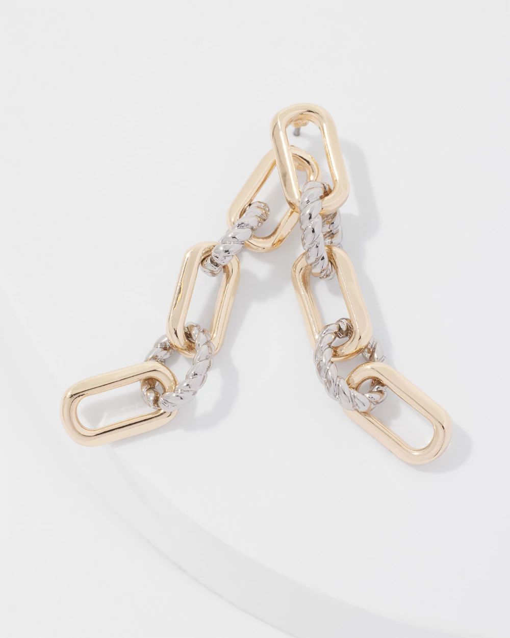 Mixed Metal Links Drop Earrings