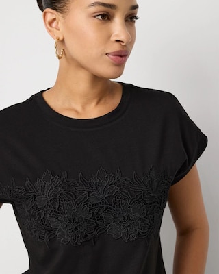 Lace Applique Crewneck Tee click to view larger image.