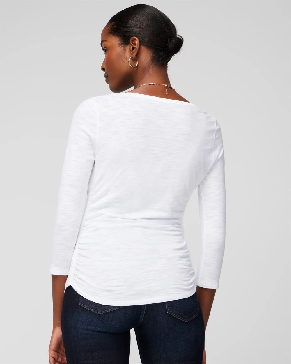 Shirred Scoop Neck Tee