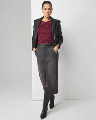 Denim Midi Skirt click to view larger image.