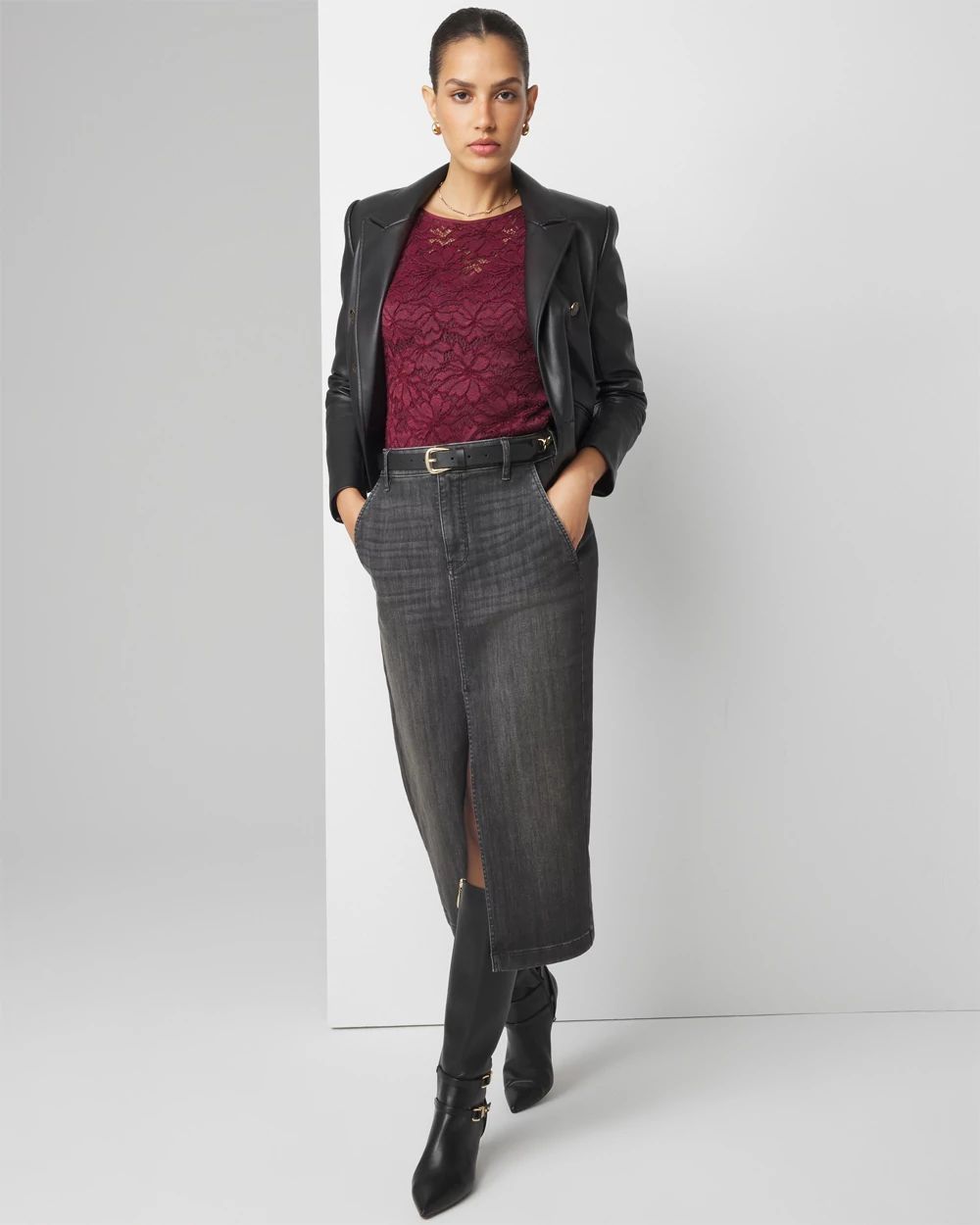 Denim Midi Skirt