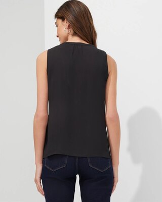 Outlet WHBM Pleated Split-Neck Shell