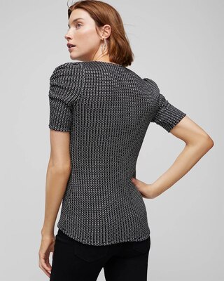 Jacquard Puff Sleeve Top