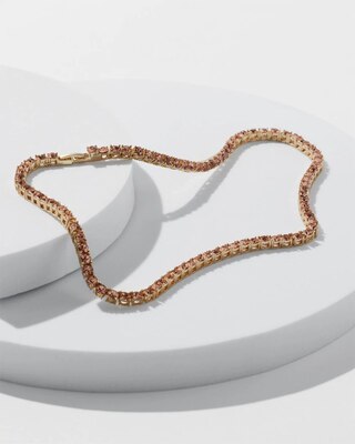 Gold Peach Large Tennis Necklace