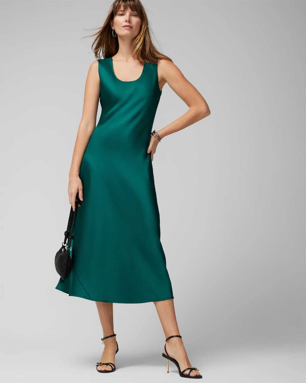 Sleeveless Satin Slip Dress click to view larger image.