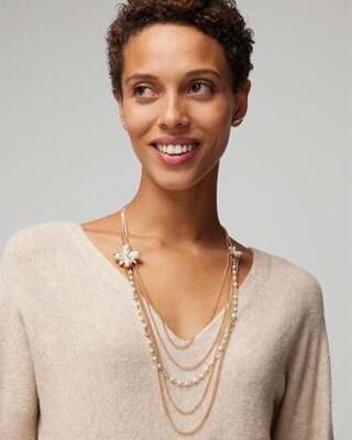 Gold Flower Multi-Strand Necklace