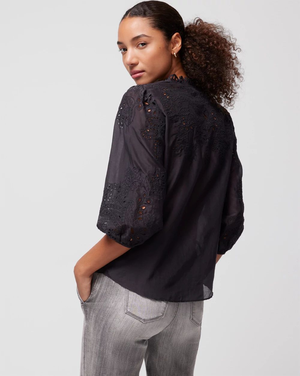 Embroidered Voile Blouse