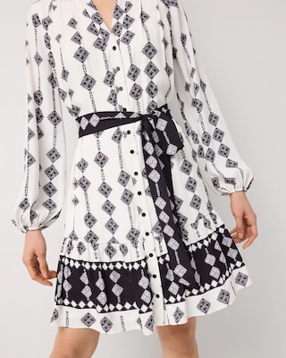 Tie-Waist A-line Shirt Dress click to view larger image.