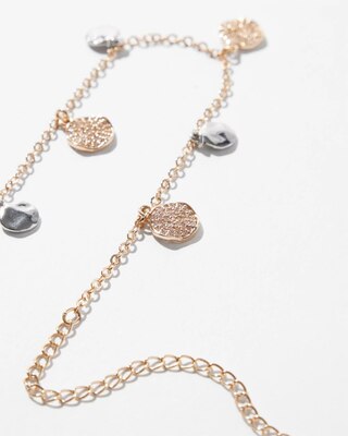 Mixed Metal Pave Disc Short Strand Necklace