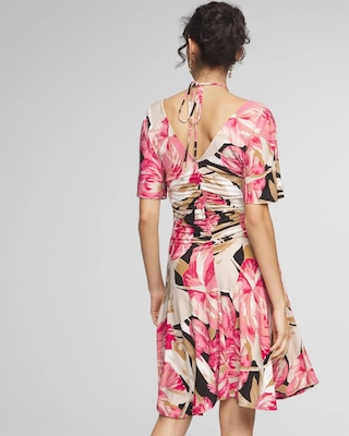 Short Sleeve Ruched Front Matte Jersey Dress