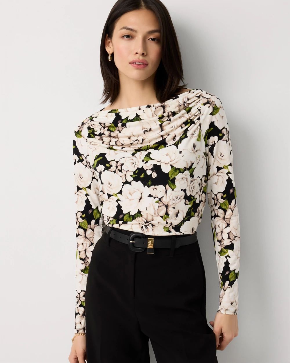 Cowl Neck Long Sleeve Top