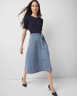 Sweater + Denim Midi Dress
