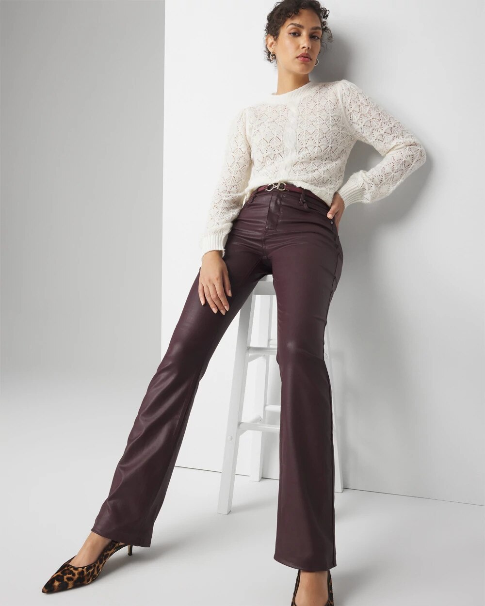 High Rise Coated Bootcut Jeans - image 4