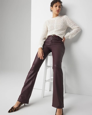 High Rise Coated Bootcut Jeans click to view larger image.