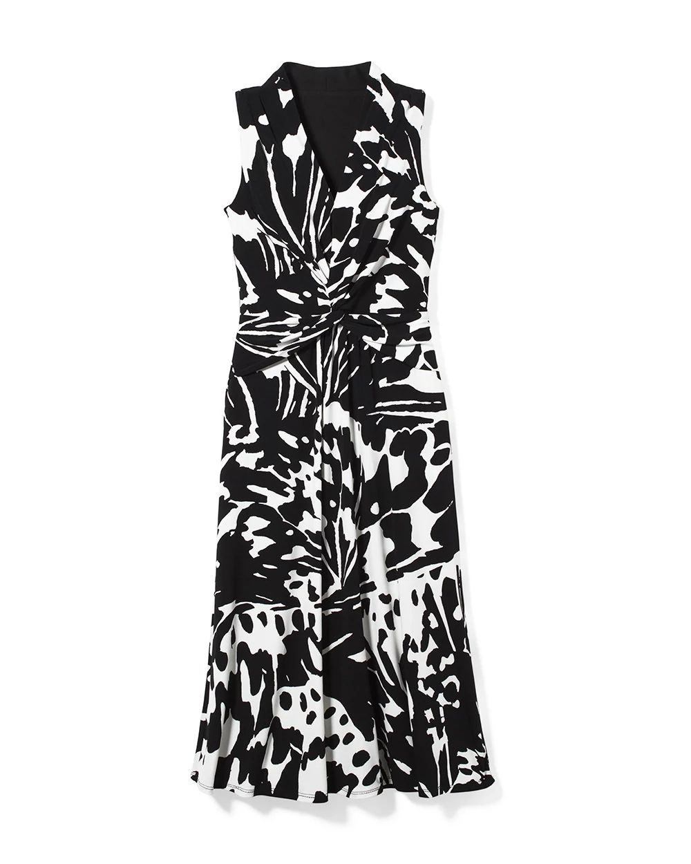 Abstract Butterfly Print Twist-Front Dress