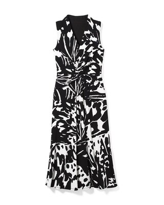 Abstract Butterfly Print Twist-Front Dress