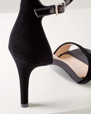 Strappy Velvet Mid Heel Sandals