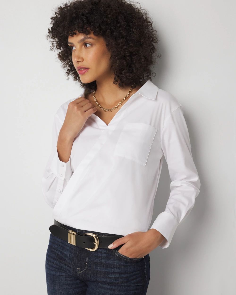 Petite Cross Front Poplin Shirt