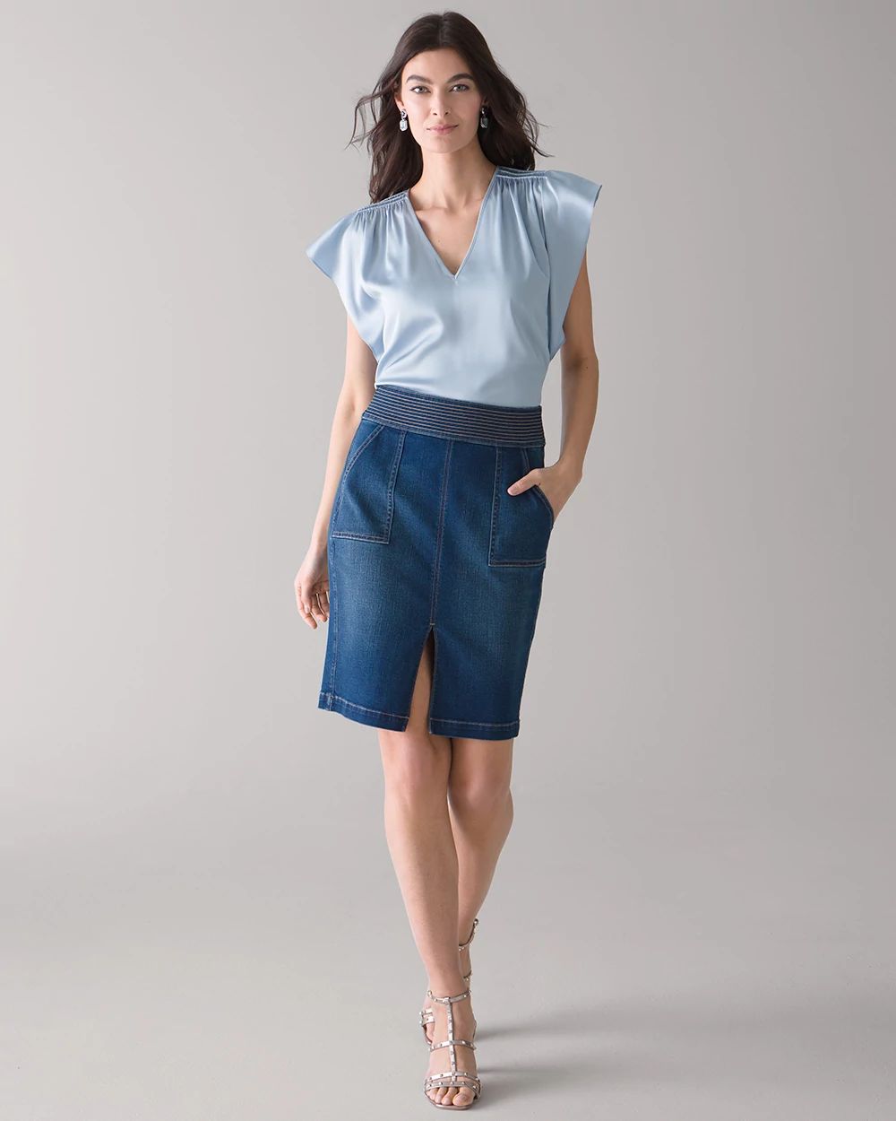 Trapunto Denim Skirt