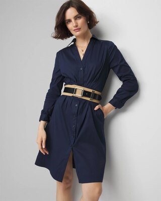 Long Sleeve Poplin Shirt Dress click to view larger image.