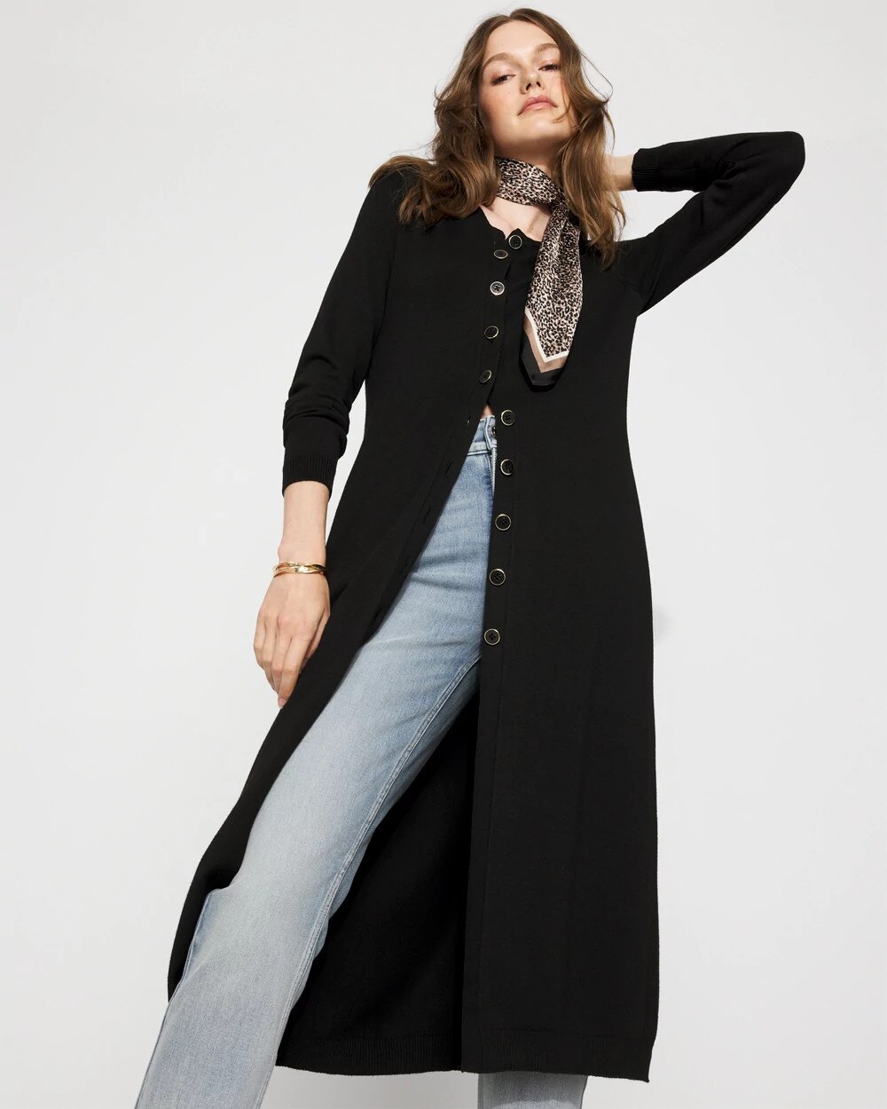 Button-Front Duster Cardigan Sweater - image 2