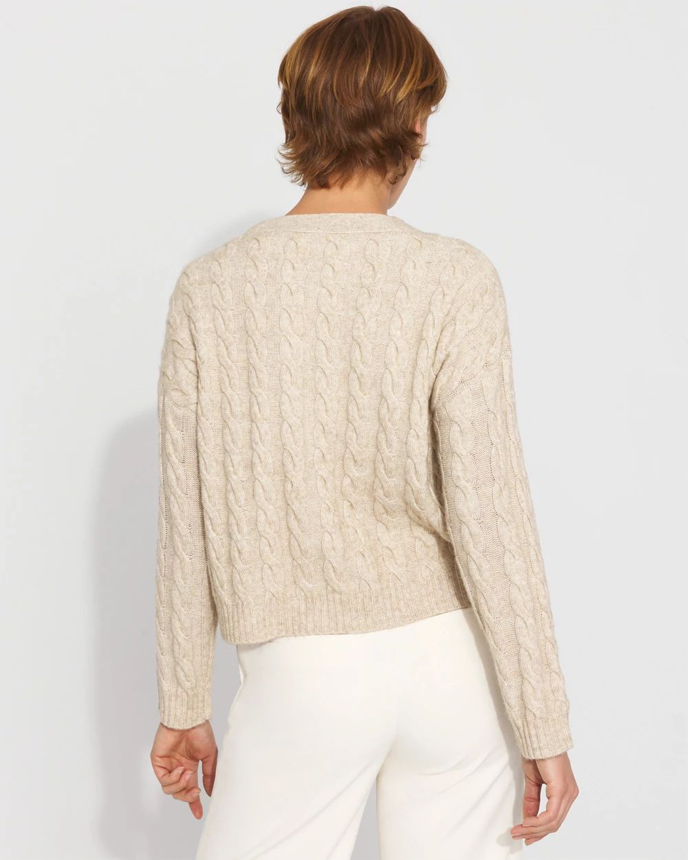 Cable-Knit Button-Front Cardigan click to view larger image.