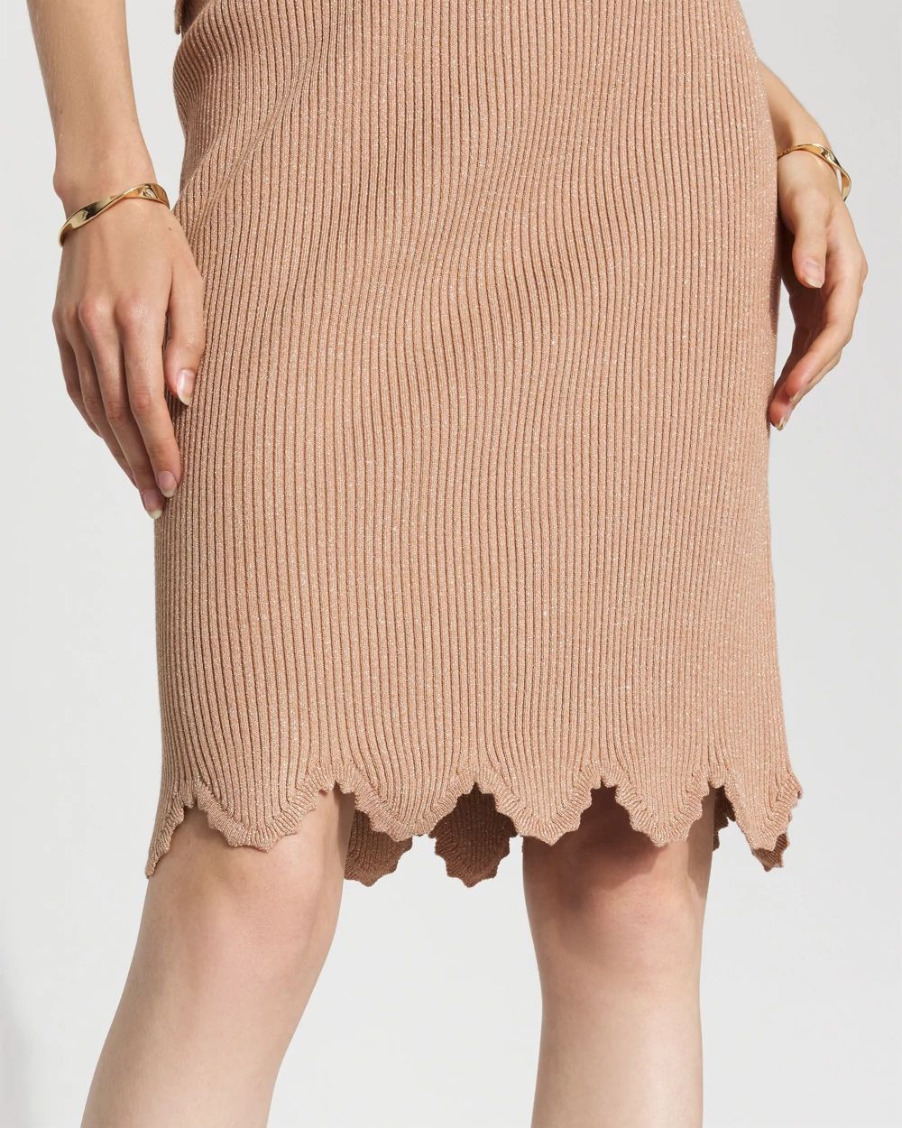 Scalloped Shimmer Sweater Skirt