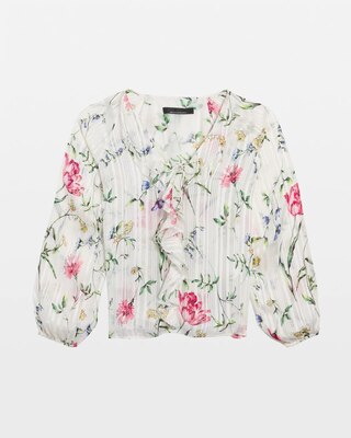 Long Sleeve Ruffle Front Blouse