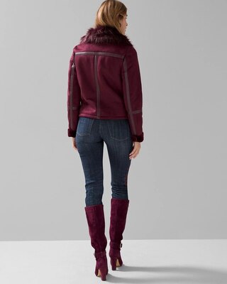 Petite Faux Shearling Motorcycle Jacket