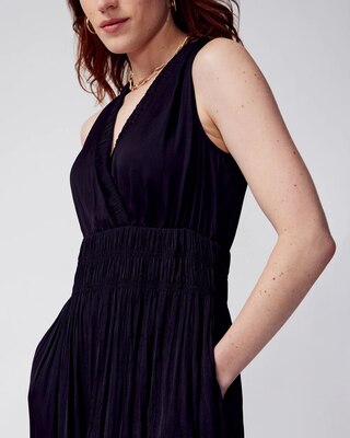 Satin Surplice Midi Dress