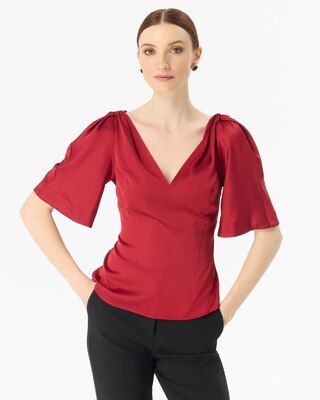 Satin Twist-Shoulder Top