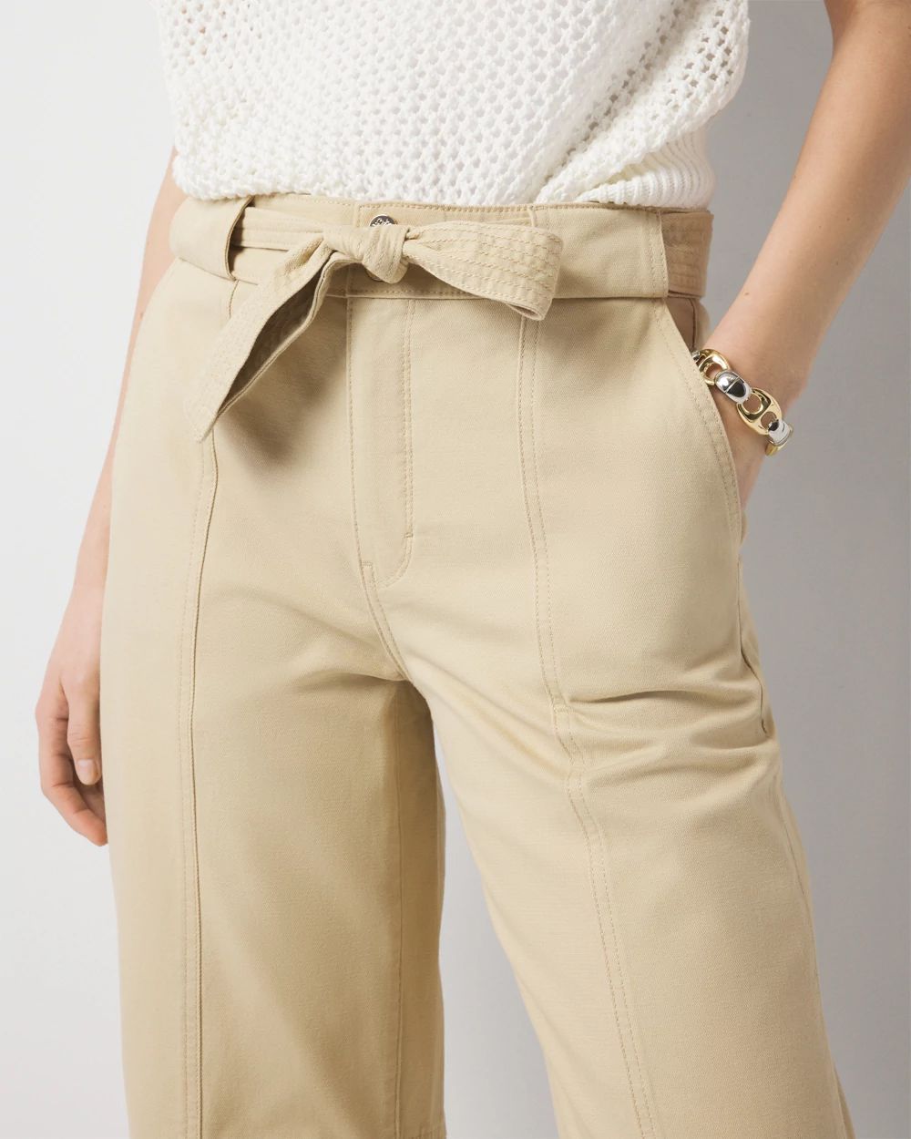 Petite Extra High-Rise Pret Belted Wide Leg Cropped Pant