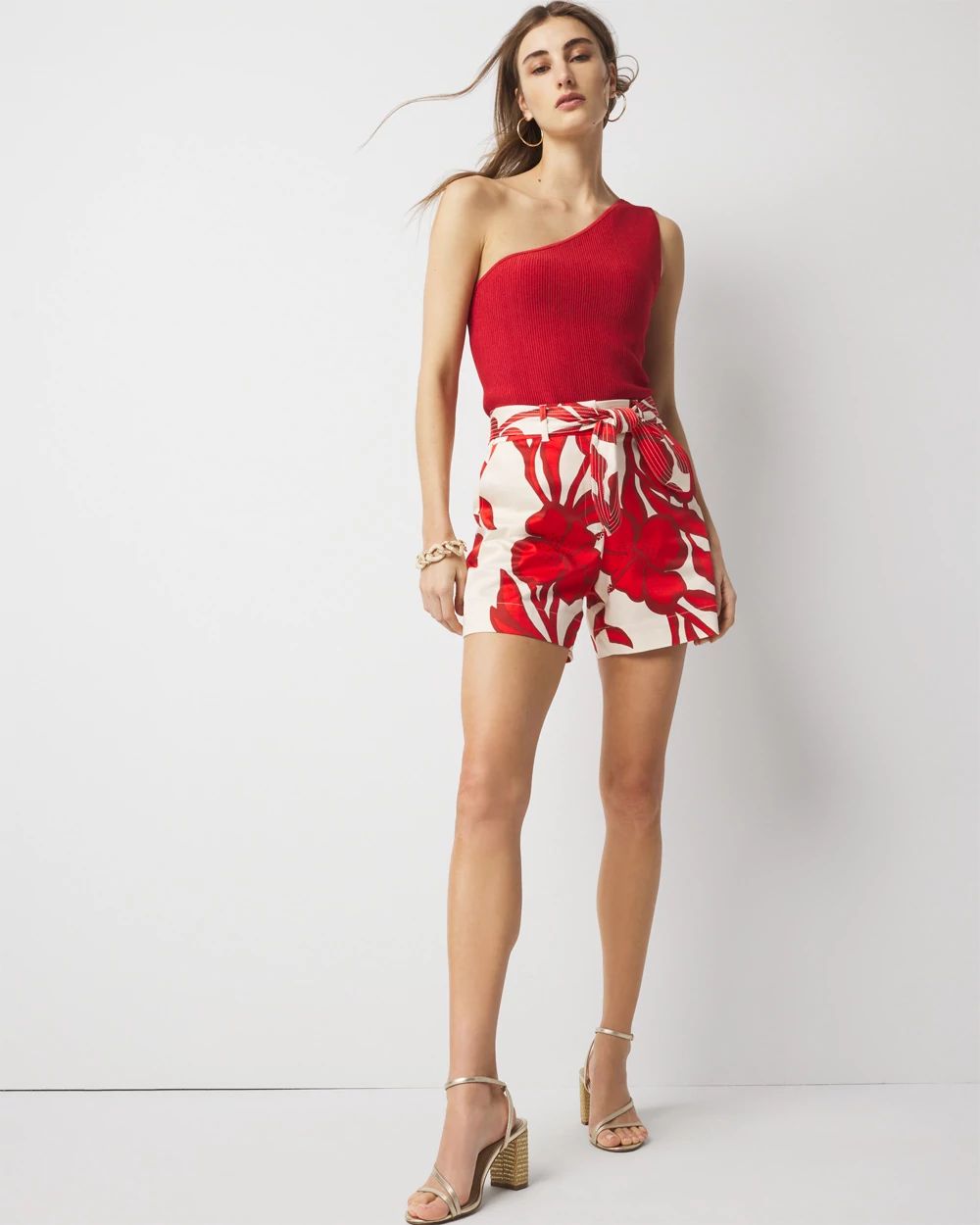 High-Rise Floral Satin Short
