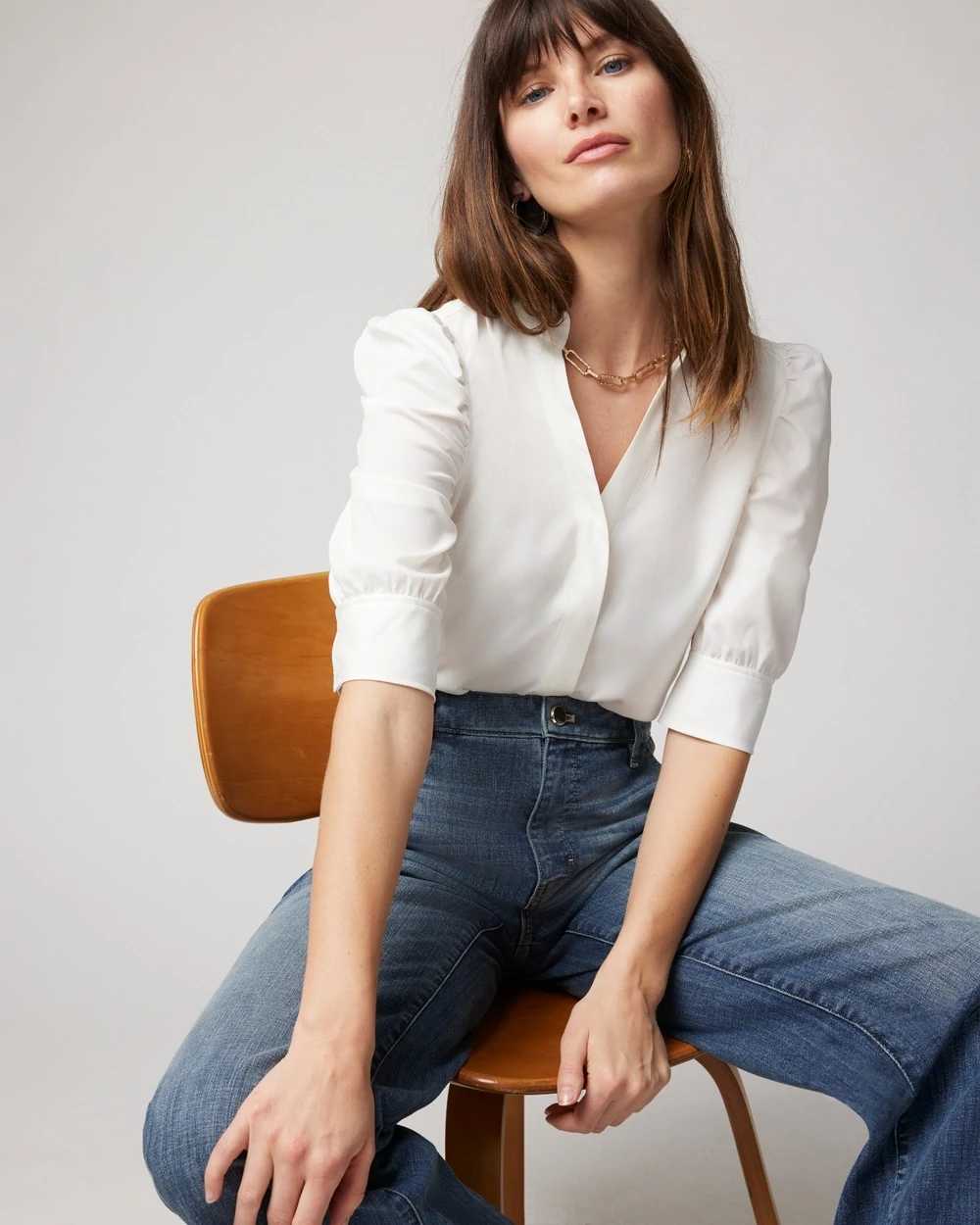 White ruched shirt on sale