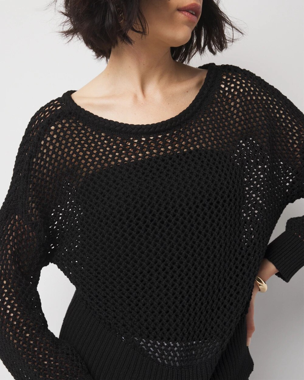 Pointelle Open Stitch Pullover
