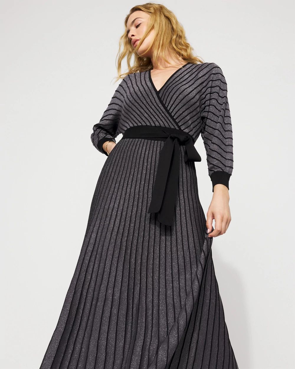 Dolman Sleeve Pleated Sweater Dress click to view larger image.
