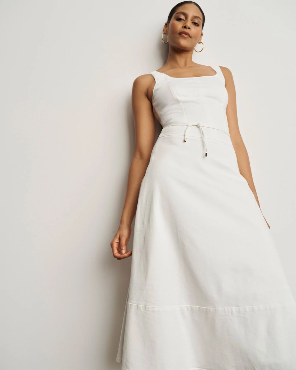 Sleeveless Tie-Waist Denim Dress