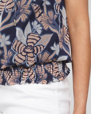 Ruffle Sleeve Mesh Top