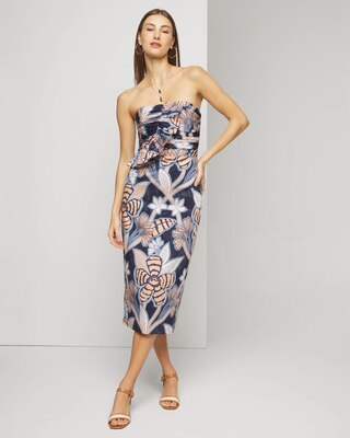 Strapless Ruffle Bust Sheath Dress