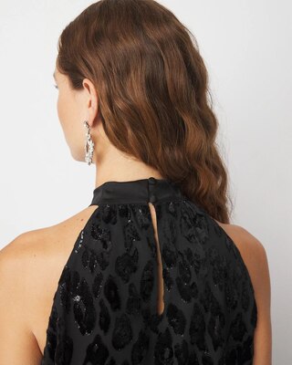 Leopard Print Burnout Velvet Halter Top click to view larger image.