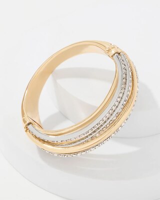 Mixed Metal Pavé Hinge Bracelet click to view larger image.