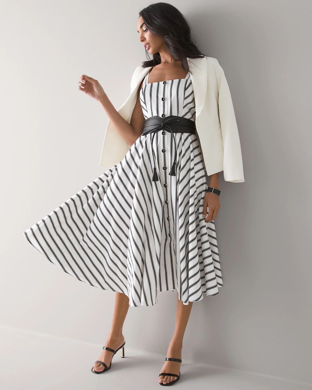 Button front fit and flare dress 2025