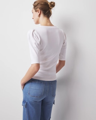 WHBM FORME™ Ribbed Stretch Henley Top click to view larger image.