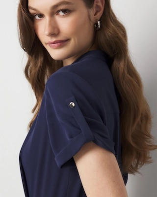 Petite Button Front Crepe Jumpsuit click to view larger image.