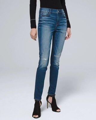 High-RIse Destructed Skinny Jeans