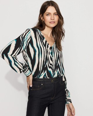 Long-Sleeve Button-Up Blouse